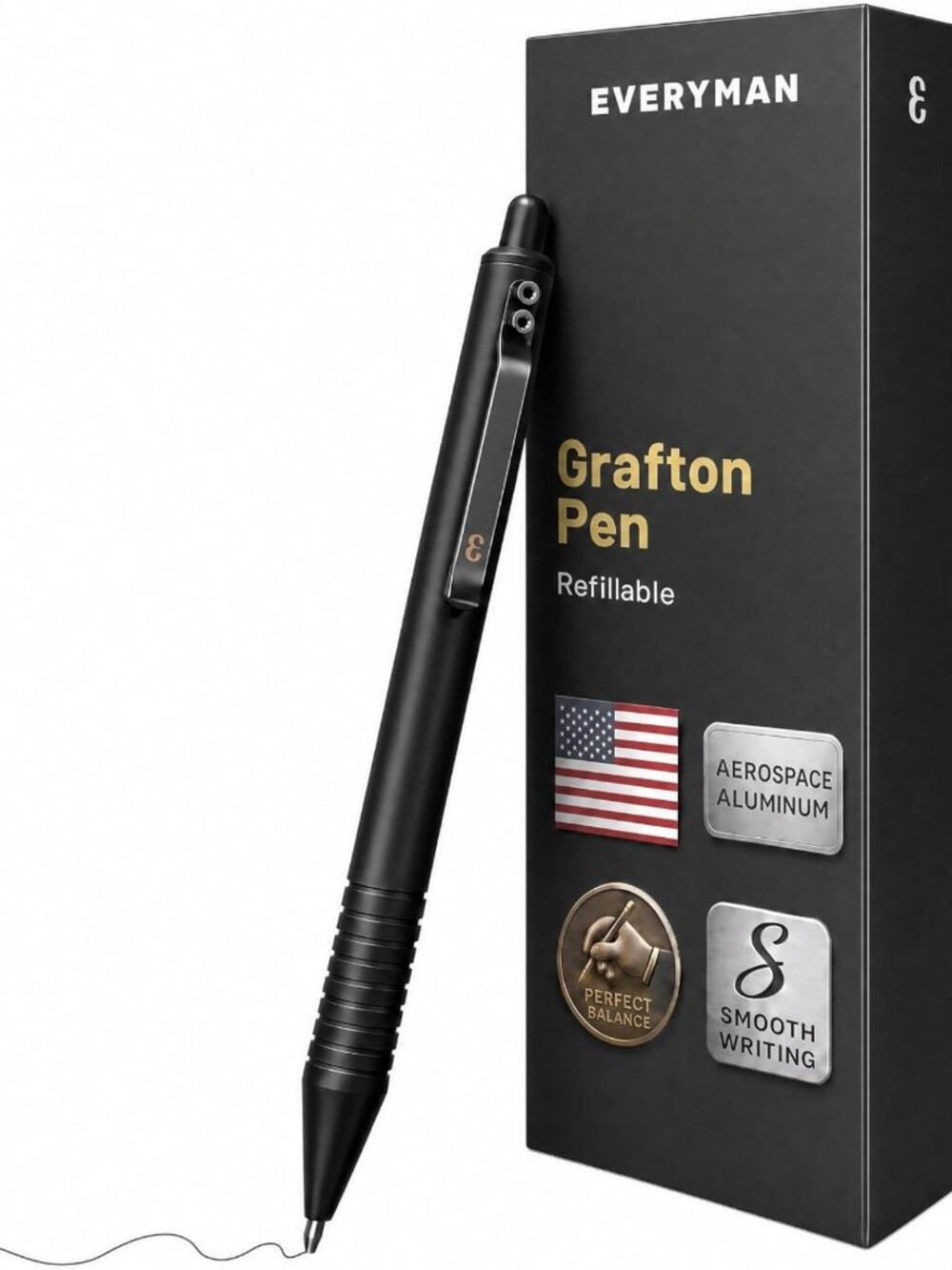 Sleek Black Refillable 0.7mm Metal Gel Ink Pen | Everyday Carry EDC Essential